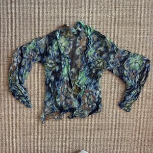 🌿 Free People One Fleur De Lis Sheer Metallic Kimono | One Size